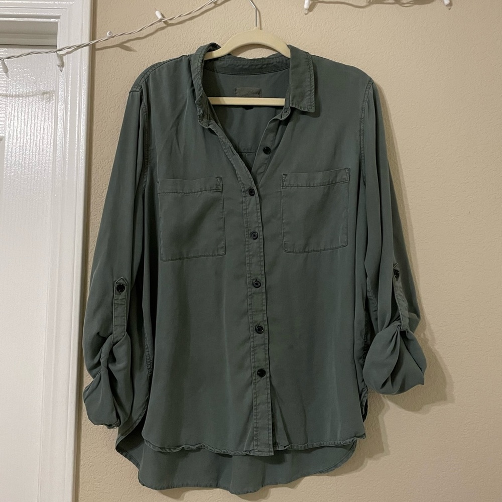 Army green button down